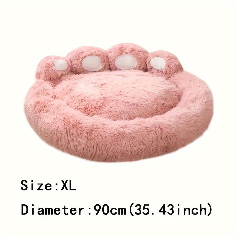 Long Plush Pet Bed with Bear Paw Shape, PP Cotton Filled Dog and Cat Sleeping Cushion with Anti-Slip Bottom, Single Bed and 2PCS Options