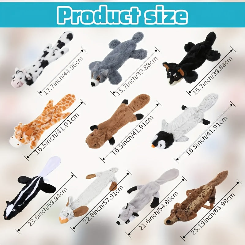Animal-Shaped Squeaky Dog Toys 10 Pack, Plush Pet Toy Set for Supervised Gentle Chewing and Interactive Indoor Play, Christmas or Everyday Options