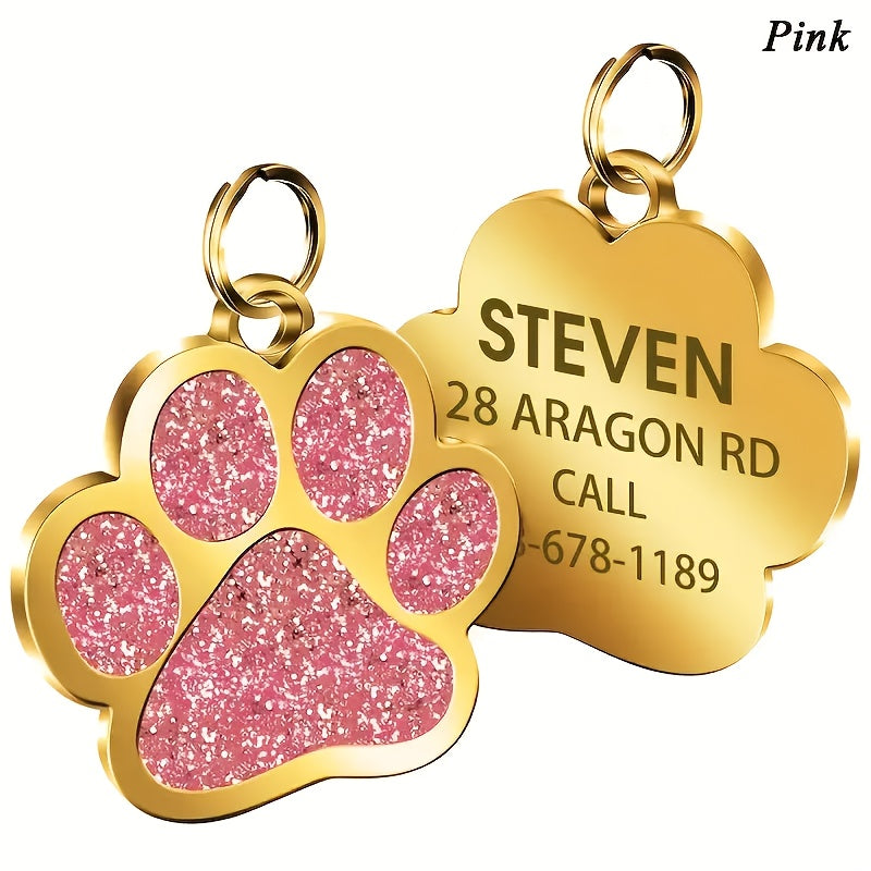 Custom Pet Name Tag for Dogs and Cats, Engraved Name and Phone Number ID in Pink, Red, Rose Red or Ivory White, Single Tag Pet Parent Gift