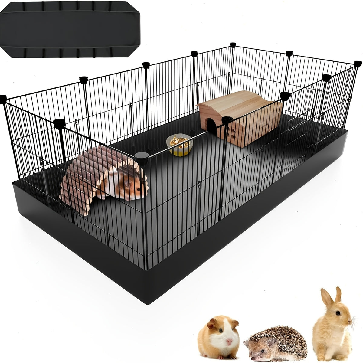 Guinea Pig Cage 48-Inch C&C Small Animal Playpen with One-Hand Release Hook, Triple Fixing Design and Optional PVC Bottom Liner