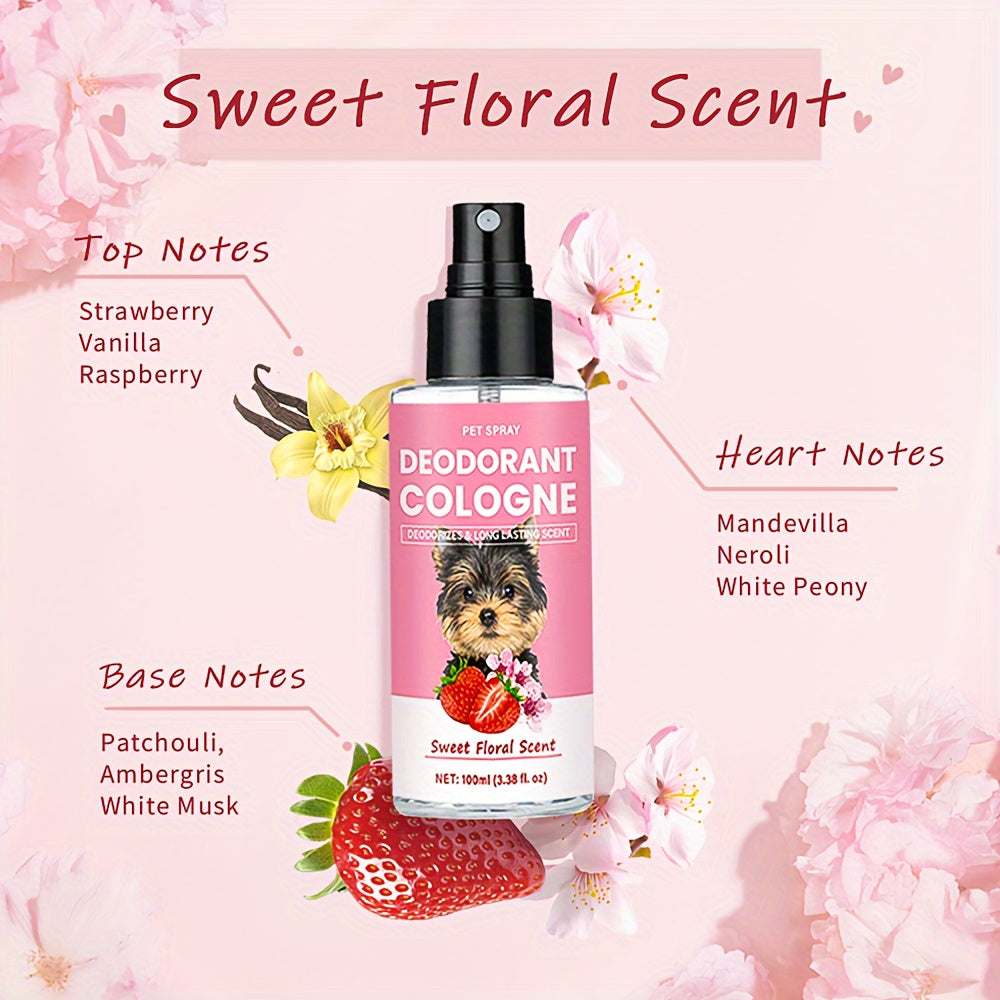 Dog Cologne with Sweet Floral Scent, 4.2 oz Pet Deodorant for Grooming Routines, White Peony, Vanilla and Berry Fragrance Notes