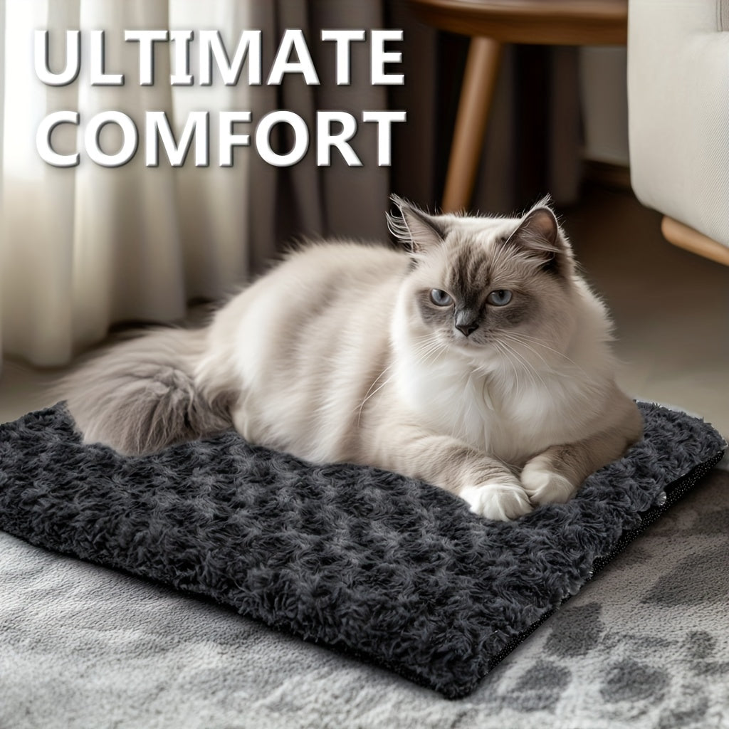 Heat-Retaining Pet Mat for Cats and Dogs, Removable Washable Non-Slip Resting Pad for Indoor Outdoor Use, Dark Gray in Small or Large