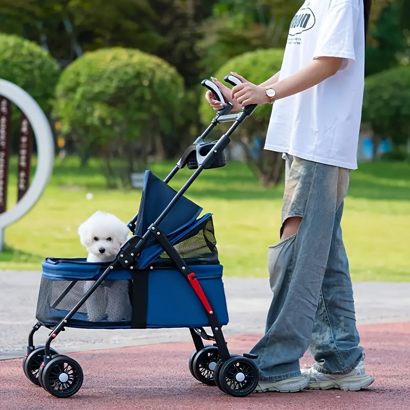 Small Pet Stroller for Dogs and Cats, Lightweight Foldable Travel Pushchair for Outdoor Walks and Everyday Outings, Black or Grey