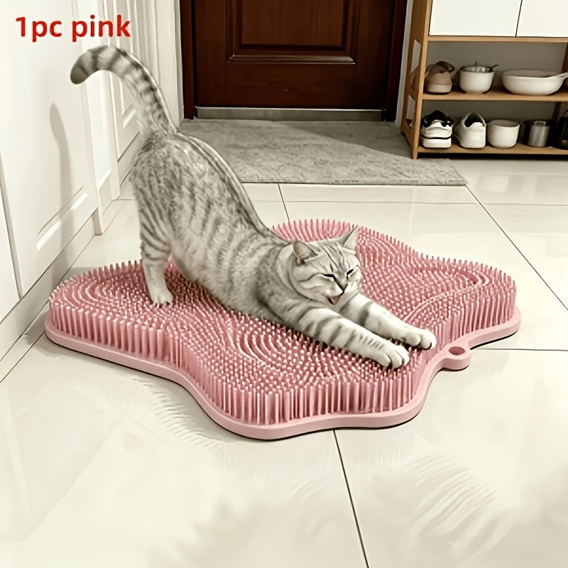 Wall-Mounted Cat Self Grooming Brush, Massage Scratcher for Loose Fur Care and Everyday Rubbing, Space-Saving Pet Accessory in Pink, Blue or Gray
