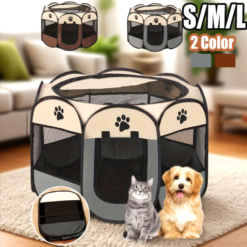 Portable Octagonal Pet Playpen, Foldable Oxford Cloth Travel Enclosure with 30, 37 and 46 Inch Size Options for Supervised Indoor and Outdoor Use