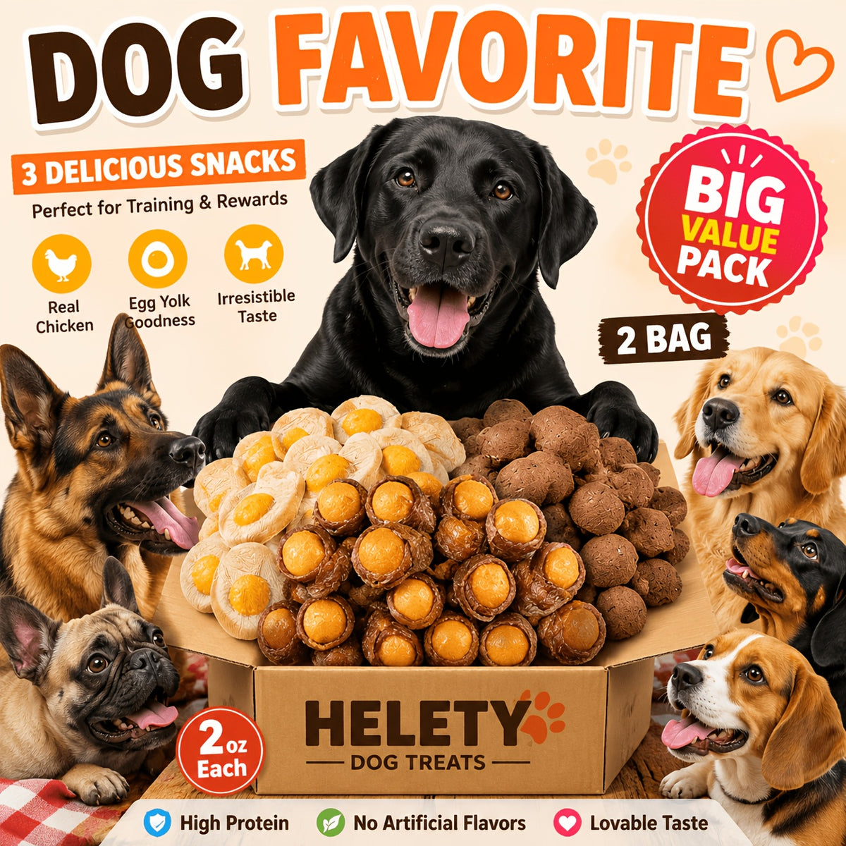 Assorted Dog Reward Treats, Chicken and Duck Combo, Yolk Wrap and Bone Bites Options for Supervised Training, Daily Snacks and Dog Gift Baskets
