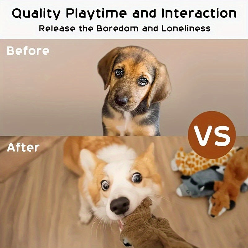 Long Animal Squeaky Dog Toys with Plush Texture, Interactive Chew and Gentle Play Companions for Supervised Puppy Games and Everyday Toy Rotation