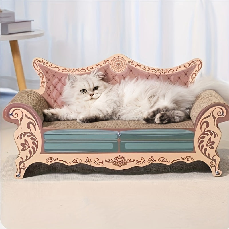Cat Scratching Board Lounger, Chaise-Style Cat Sofa Bed with Integrated Scratching Surface for Indoor Cats, Daily Scratching and Rest