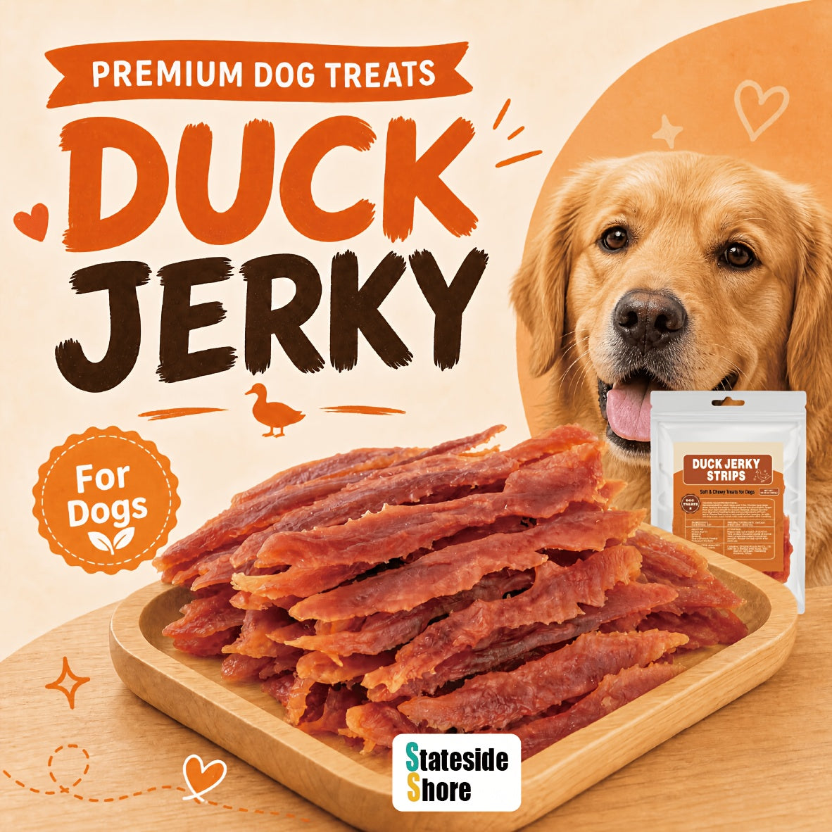 Duck Strips for Dogs 600g, Dehydrated Duck Jerky Treats in a 21.16 oz Pack for Supervised Training Rewards and Everyday Small or Large Dog Snacks