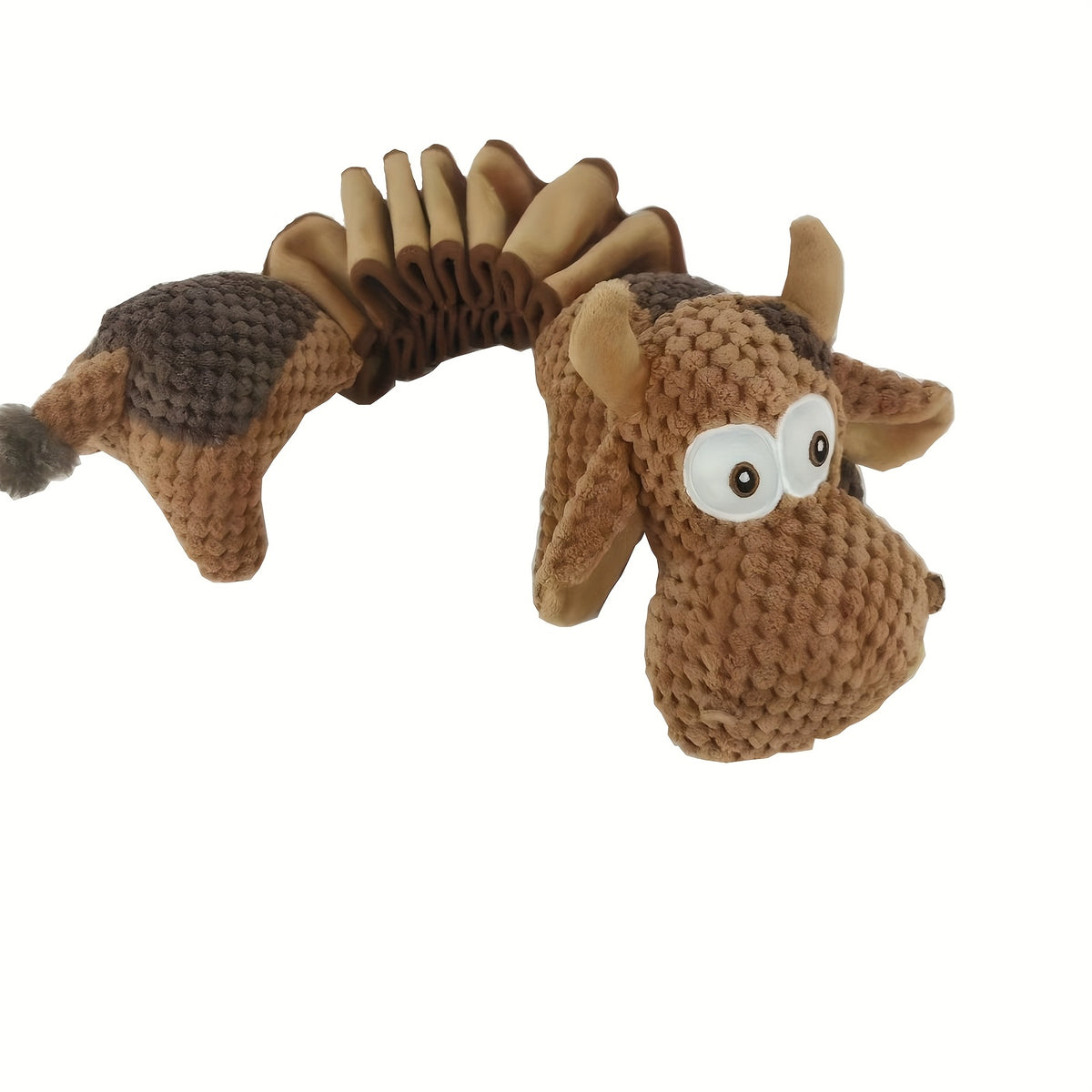 Crinkle Plush Dog Toy with Accordion Body, Spring Dog or Spring Cow Stuffed Pull Toy for Supervised Gentle Tug, Fetch and Interactive Pet Play