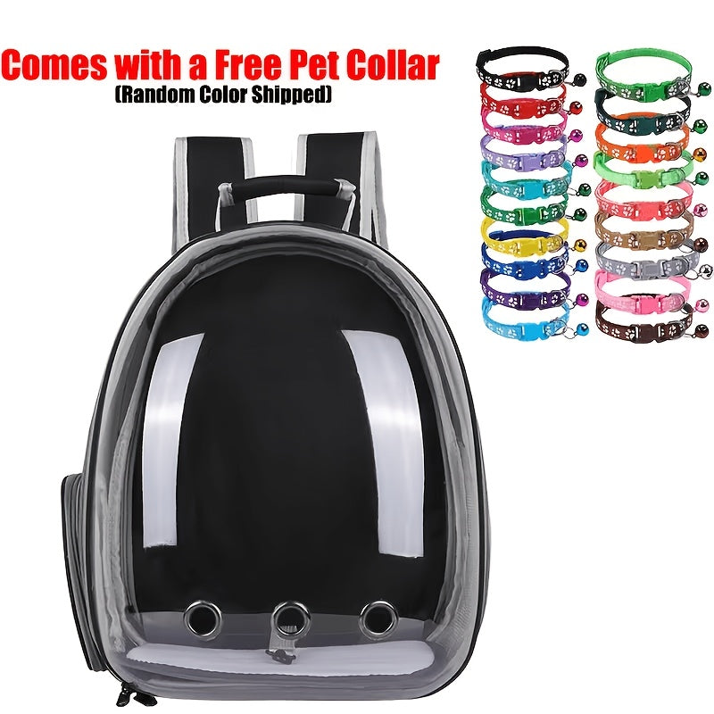 Transparent Capsule Cat Backpack, Breathable Portable Pet Carrier for Everyday Outings and Vet Visits, One-Size Pink and Black Style Options