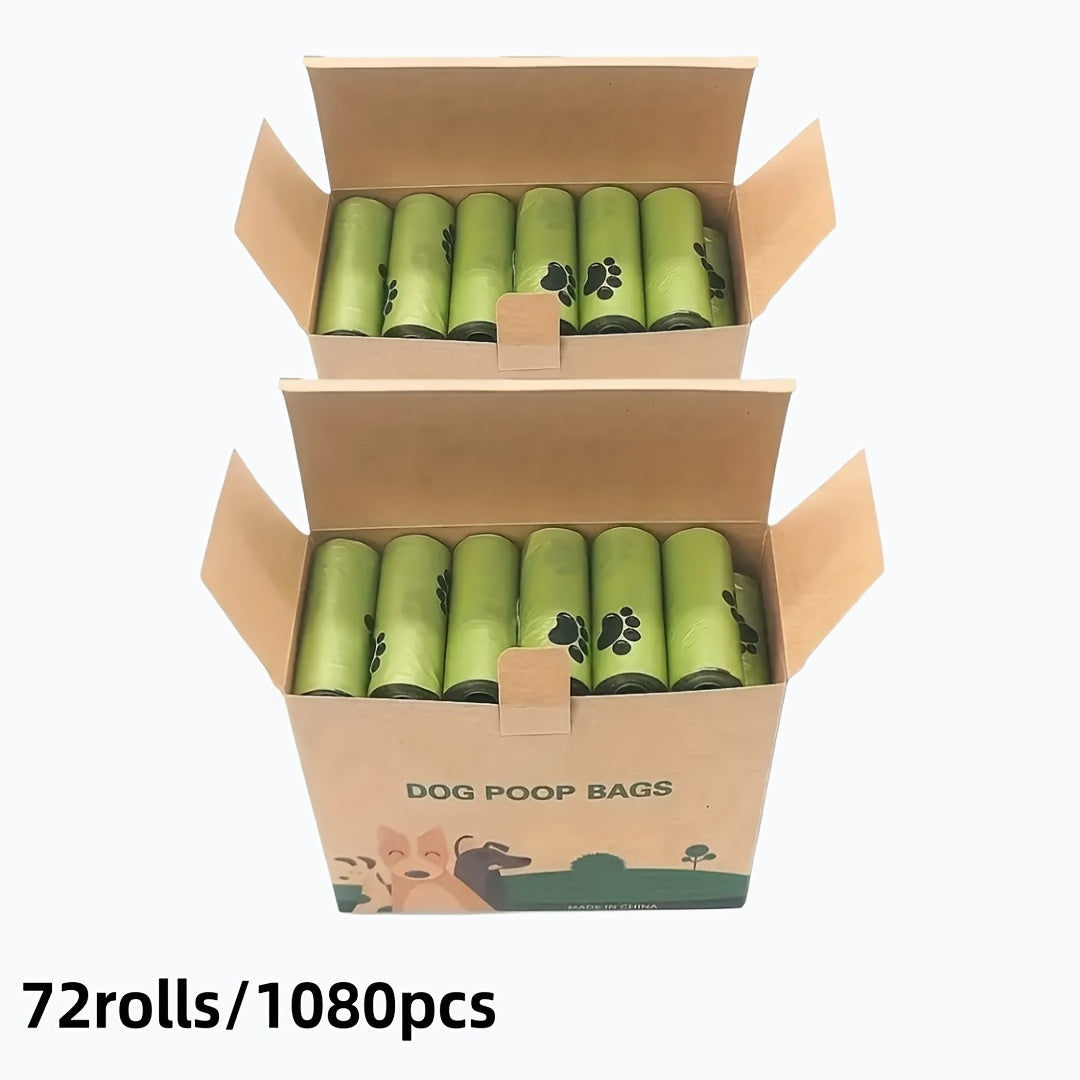 Scented Dog Poop Bags in 120, 540 or 1080 Count Options, Green Paw Print Waste Bag Rolls and Dispenser Sets for Daily Walks and Pet Cleanup