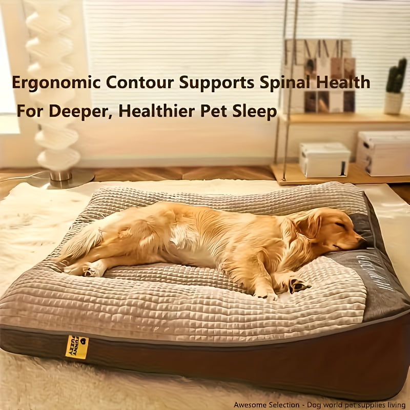 Bolster Dog Sofa Bed in Gray, Medium 25.59 x 19.69 x 7.09 Inch Plush Pet Cushion with Raised Pillow Edges for Cozy Indoor Rest and Lounging