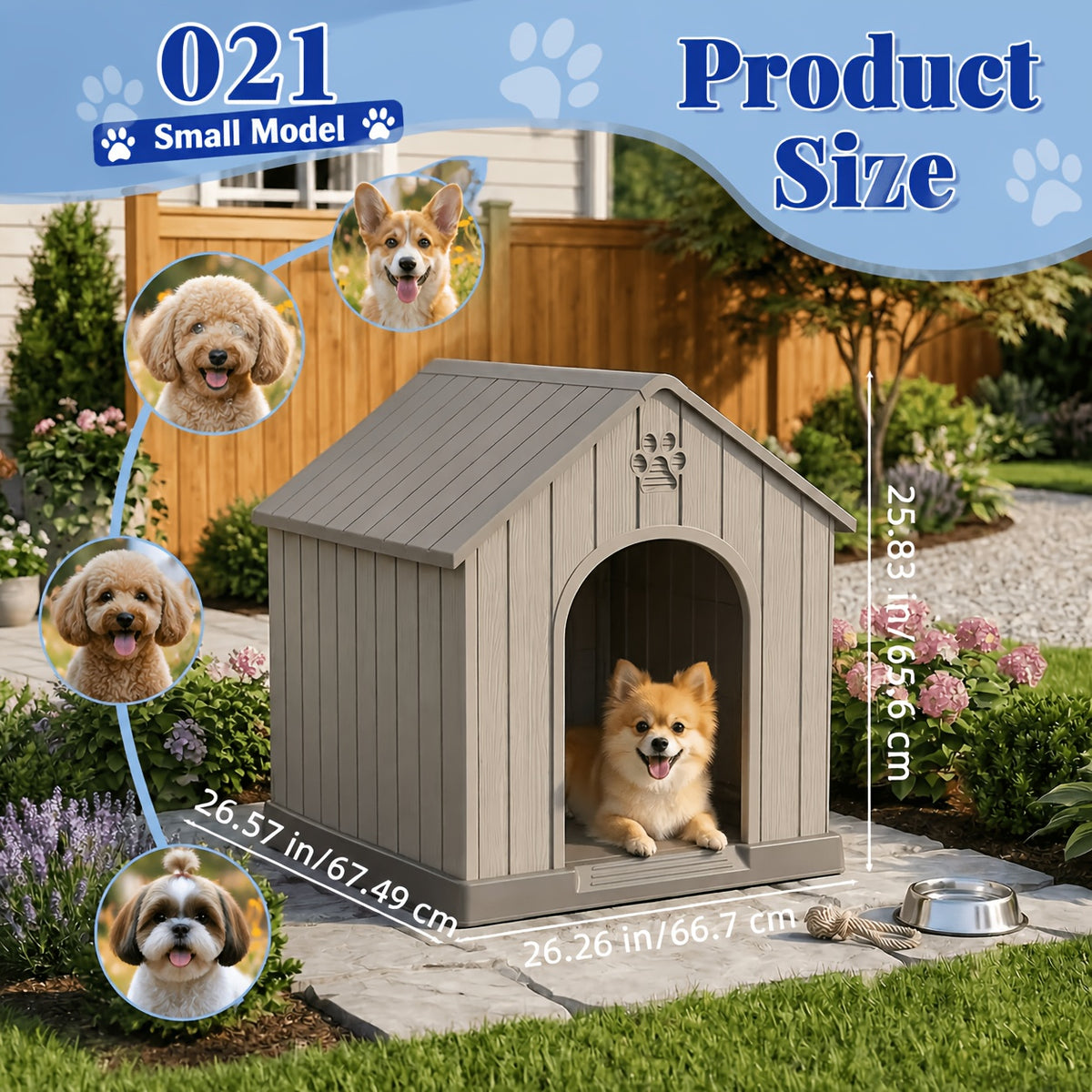 Slanted Roof Dog House with Ventilated Design, Indoor Outdoor Pet Shelter for a Dedicated Resting Area, Four Listed Color and Model Options