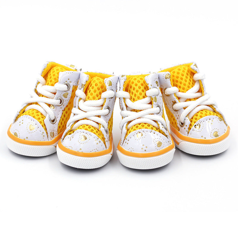 Dog Shoes for Small Dogs, Breathable Mesh Lace-Up Pet Sneakers for Chihuahua and Toy Poodle, Casual Paw Covers in Four Colors, XS-XL