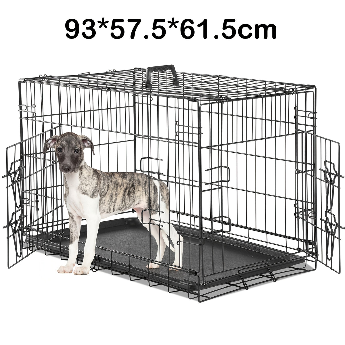Foldable Dog Cage and Pet Enclosure with Tray, Black or White 4-Panel and 6-Panel Options Plus 36 Double-Door Style for Home and Travel Setup