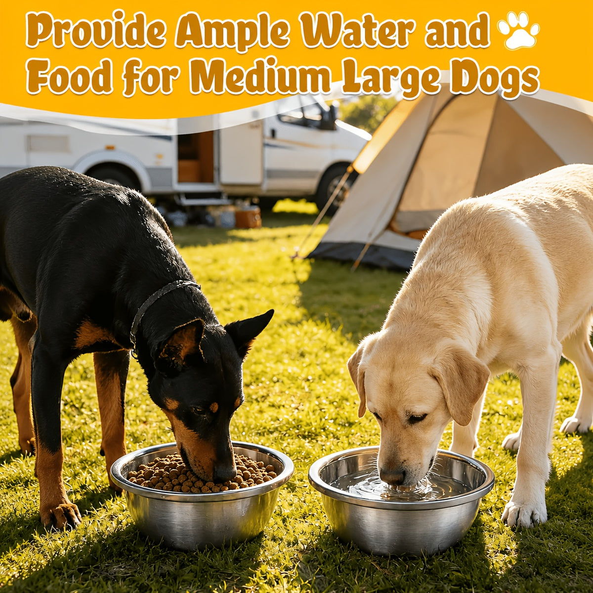 Stainless Steel Dog Bowls 2-Pack, Dishwasher Safe Food and Water Dishes for Large and Extra Large Breeds, Indoor and Outdoor Feeding