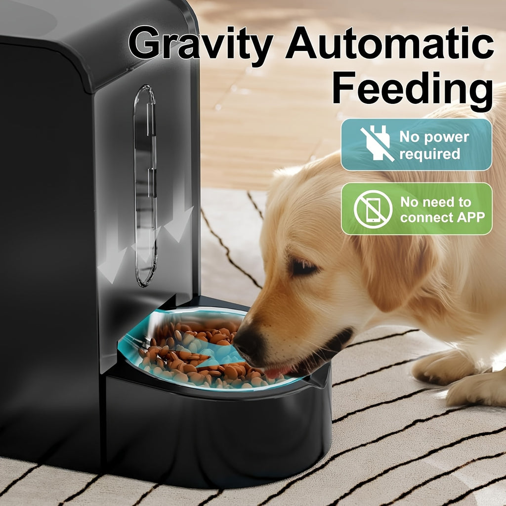 3L Gravity Pet Feeder and Water Dispenser for Cats and Dogs, Stainless Steel Design Without Battery, Black Gray or Blue for Daily Home Care
