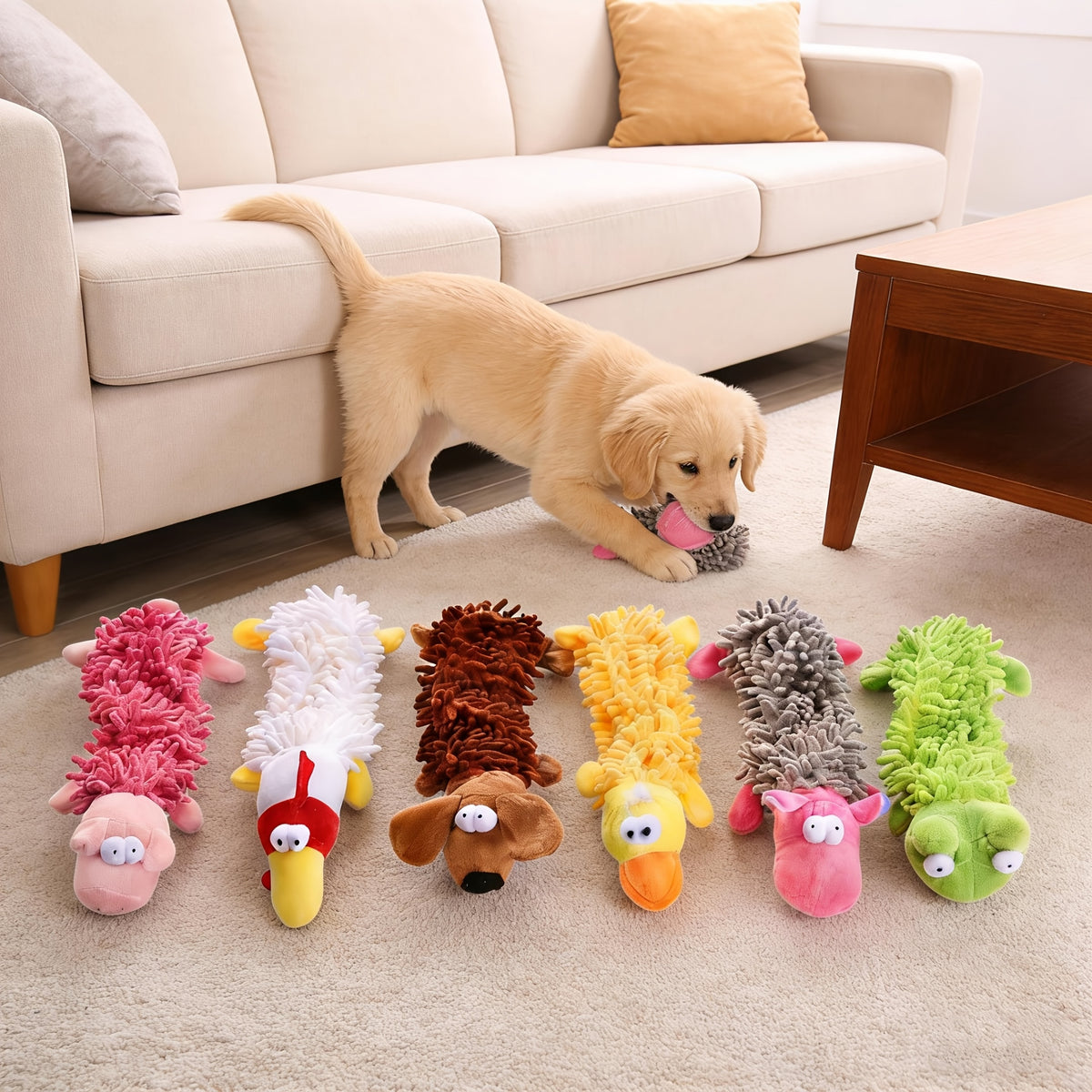 Crinkle Plush Dog Toys 6 Pack, Soft Interactive Squeaky Pet Toy Set for Small and Medium Dogs, Supervised Puppy Training and Indoor Play