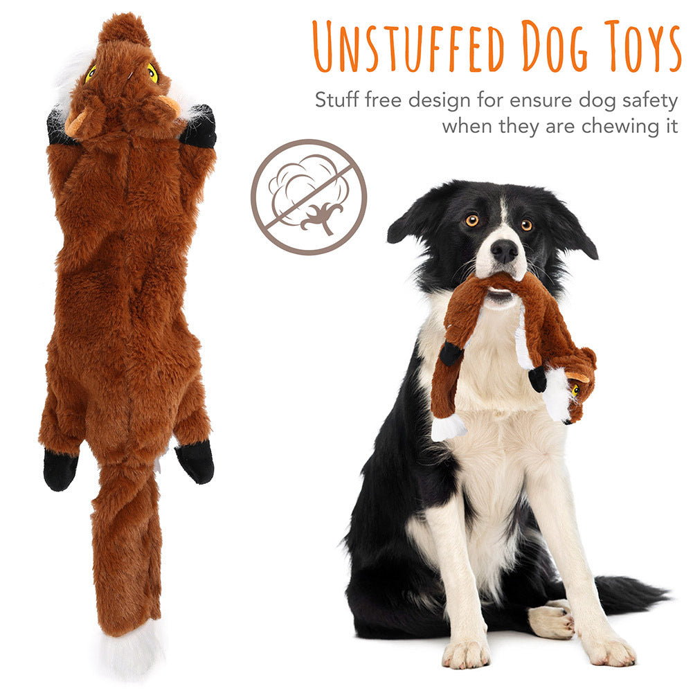Stuffless Dog Toy Bundle, 5-Piece Squeaky Animal Plush Set with Cotton Rope, Machine Washable Toys for Supervised Fetch and Interactive Play