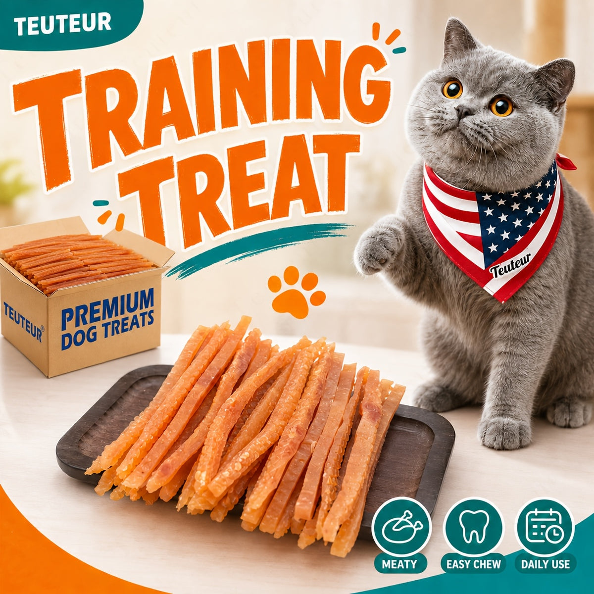 Chicken Jerky Cat Treats with Soft Shreds, Chicken or Chicken and Duck Blend Options for Supervised Snack Time, Training Rewards and Bonding
