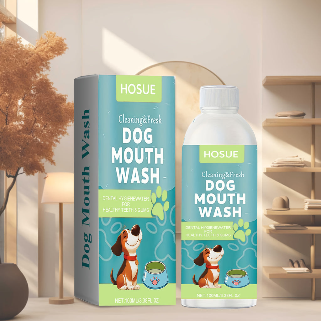 Dog Mouthwash with Peppermint Extract, 100ml 3.38 fl oz Oral Care Liquid for Fresh Breath and Label-Directed At-Home Canine Care Routines