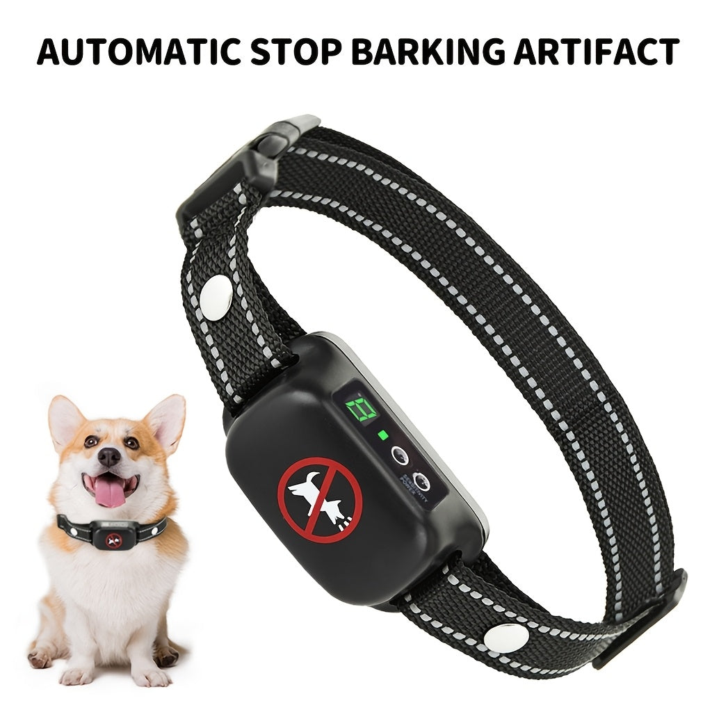 Automatic Dog Bark Collar with Adjustable Black Strap, 3 Listed Modes and Digital Display for Owner-Supervised Bark Control Training