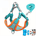 Small Dog Harness and Leash Set with Reflective Breathable Vest, Adjustable Fit, 15 Poop Bags, Random-Color Dispenser and 4 Bells for Daily Walks