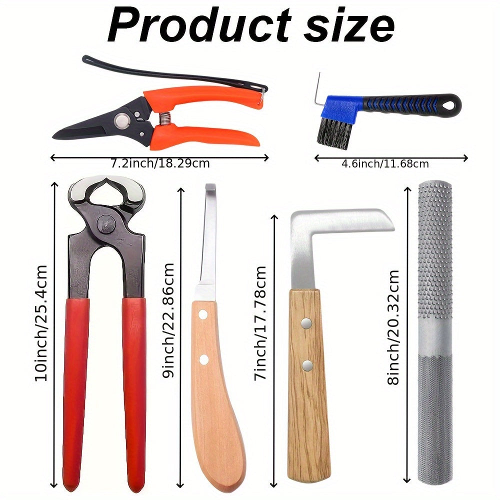 Farrier Tool Kit 9-Piece with Hoof Nippers, Mini Rasp, Hoof File, Knife and Storage Bag for Horse and Goat Hoof Care by Experienced Handlers