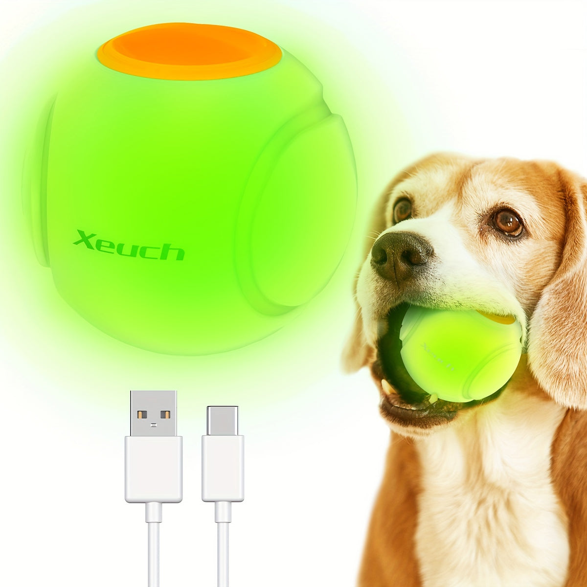 Rechargeable Light Up Dog Ball, 2.5-Inch USB Charging Fetch Toy with Motion and Bounce Activated Glow for Small and Medium Dogs at Play