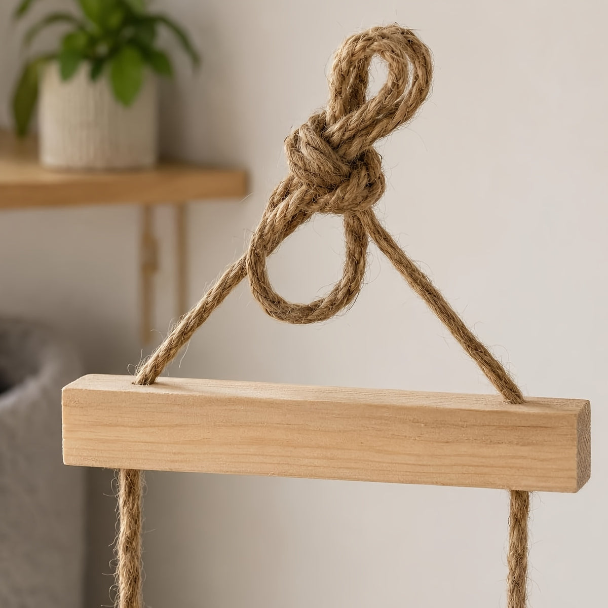 Cat Rope Ladder Bridge for Indoor Climbing, Wooden Rung Pet Walkway with Rope-Wrapped or Bare Wood Styles, 13.78 to 39.37 Inch Options