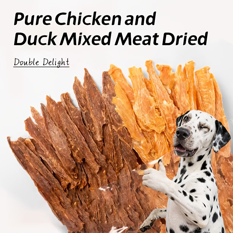 Chicken and Duck Jerky Dog Treats Mixed Pack, Air-Dried Breast Meat Strips for Supervised Training Rewards and Everyday Snack Time