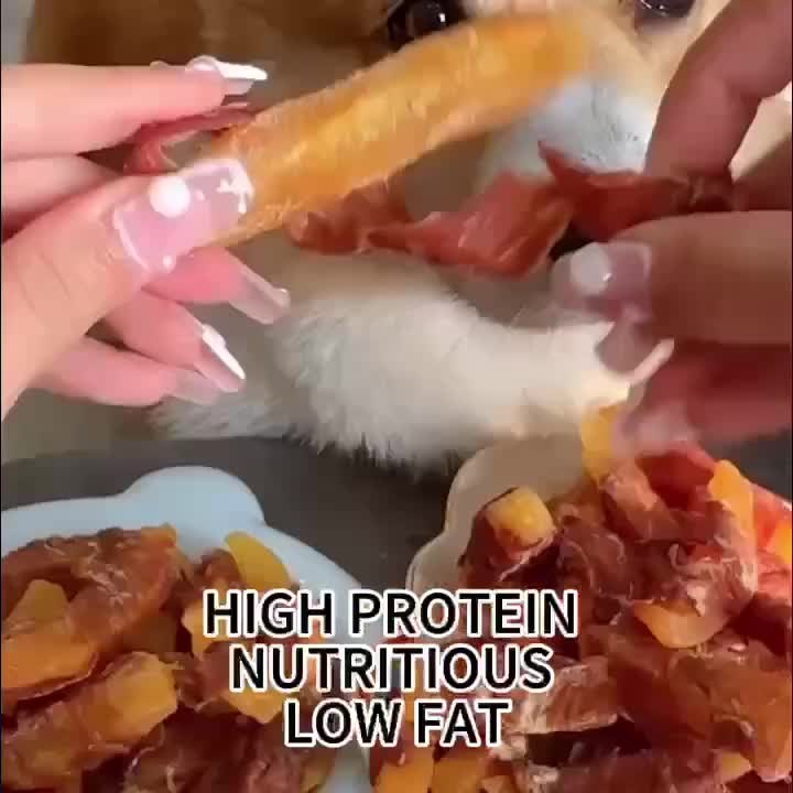 Dog Treats with Chicken and Duck Wrapped Sweet Potato Fries, 100g / 3.53 oz Meat-Wrapped Snack Strips for Supervised Training Rewards and Daily Treat Time
