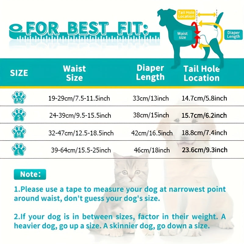 Washable Dog Diapers for Female Dogs, 3-Pack Reusable Sanitary Panties for Heat Cycles, Indoor Accident Management and Puppy Training, XS to L
