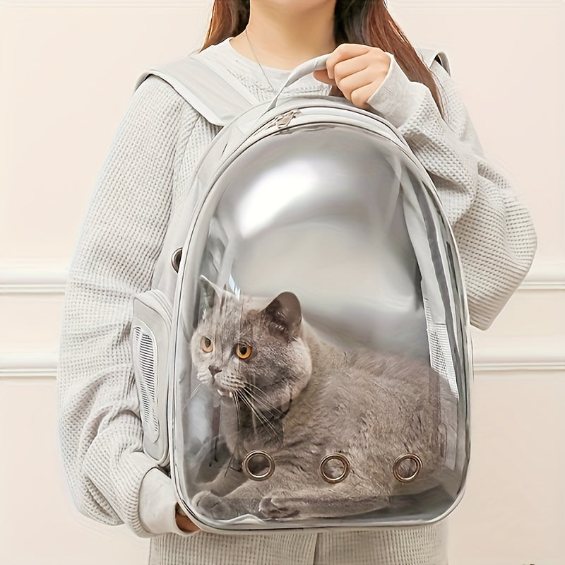 Cat Backpack Carrier in Black, Space Capsule Double Shoulder Pet Travel Bag with Black Transparent Model A Option for Everyday Outings