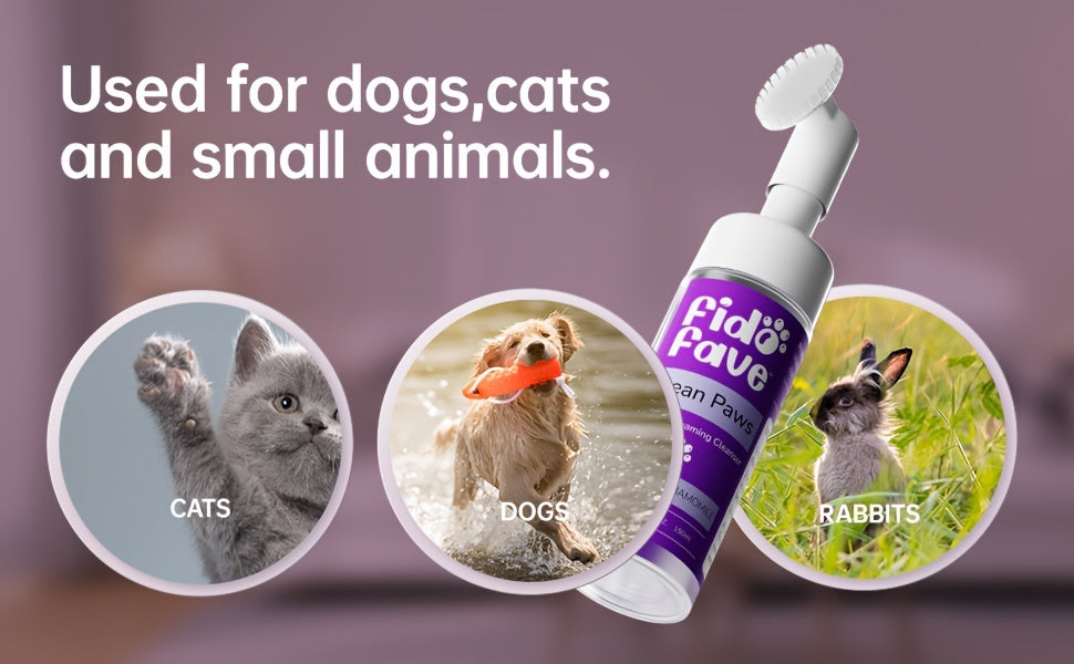 No-Rinse Paw Cleaner for Dogs and Cats, 5oz Paw Wash with Soft Brush, Lavender Chamomile, Lemongrass Sage or Fragrance-Free Options for Daily Grooming