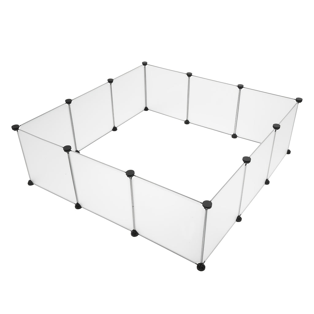 Plastic Pet Playpen with 12 Modular Panels, Portable DIY Indoor Fence for Small Animals and Puppies, Connectors and Assembly Mallet Included