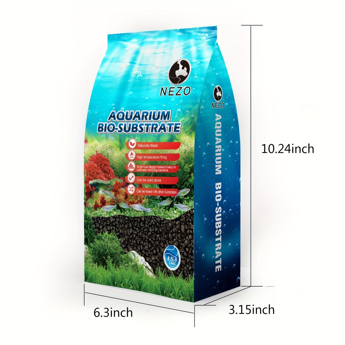 Black Aquarium Substrate Gravel, No-Rinse Pottery Clay for Fish Tank Decor and Planted Aquascaping, 7 lb Bag or 21 lb Three-Pack Options
