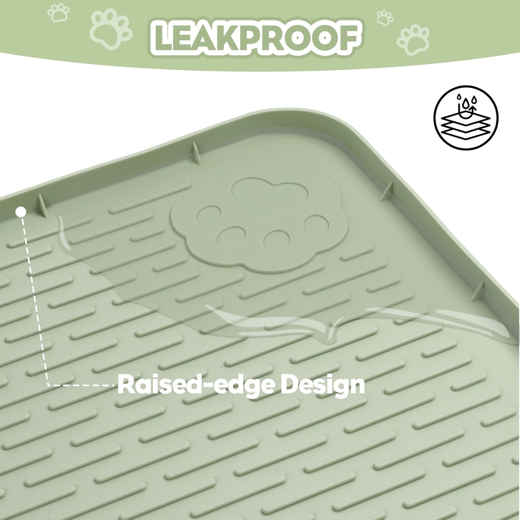 Silicone Litter Mat for Cats 40 x 28 Inches, Extra Large Soft Paw-Friendly Litter Trapping Floor Protector, Rinse-Clean in Khaki or Green