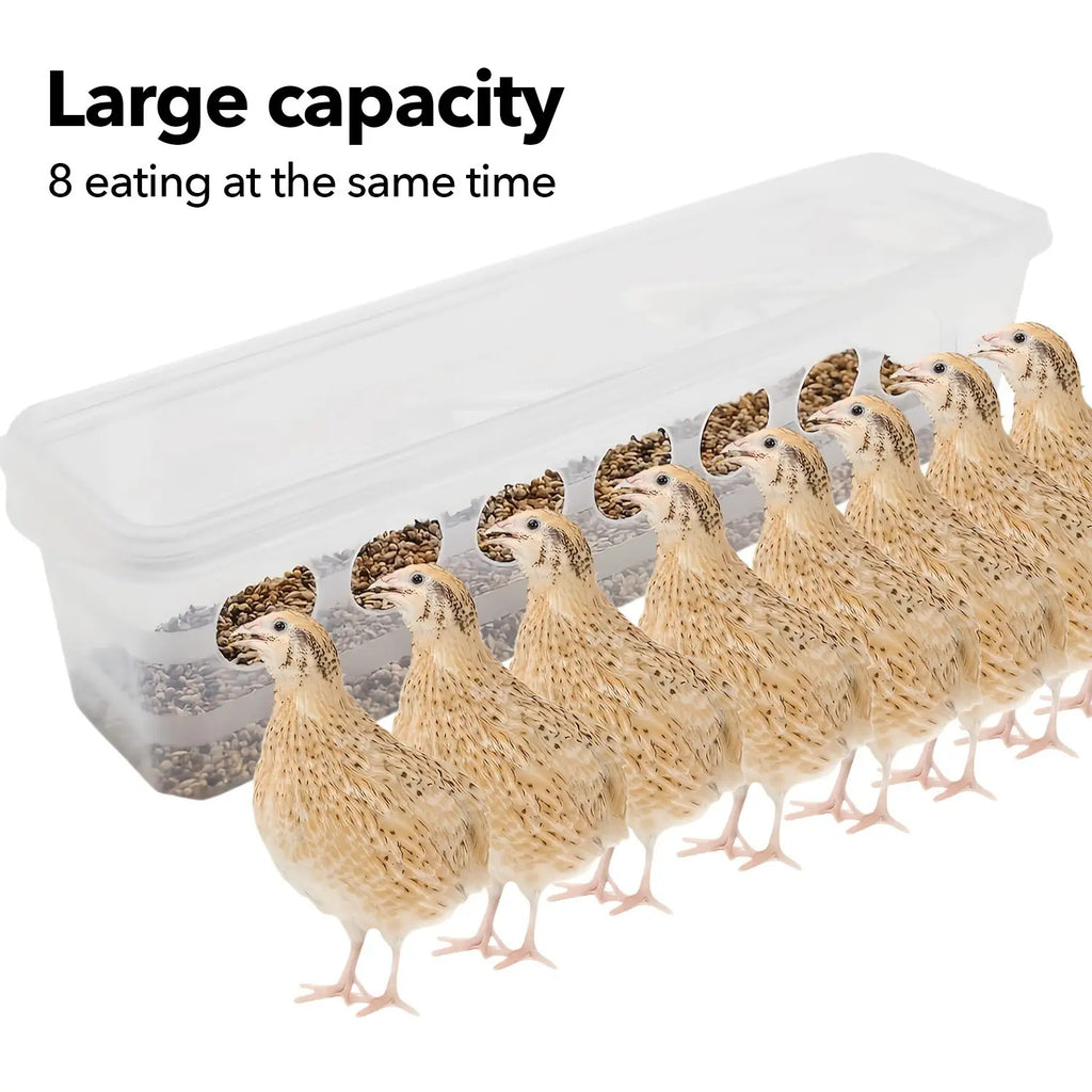 Gravity Bird Feeder with 8 Feeding Ports, Transparent Plastic Food Dispenser with Flip-Top Lid for Pigeons, Quail, Chickens and Ducks, 1 Piece