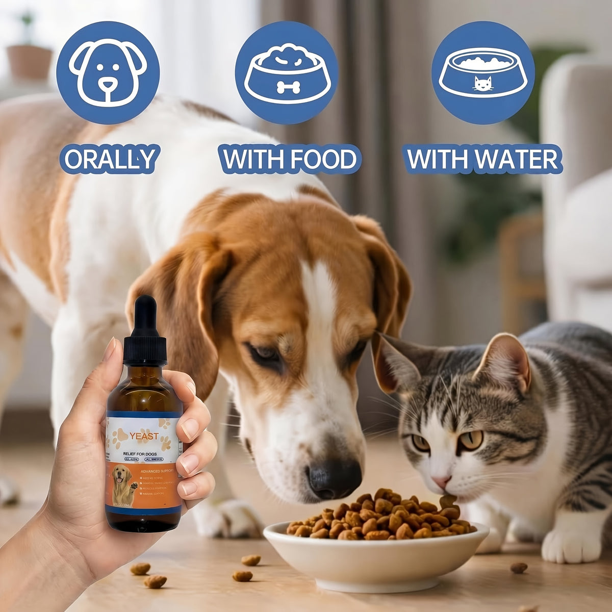 Dog Skin and Ear Support Drops 60 mL, Liquid Dietary Supplement in Dropper Bottle for Canine Wellness, Single or Two-Bottle Options