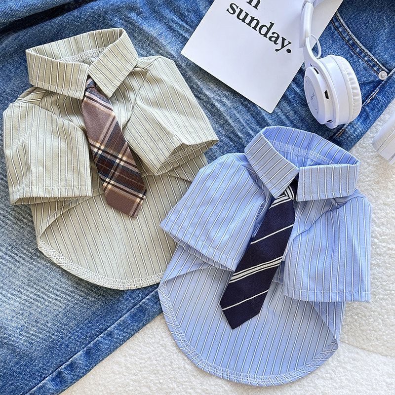 Dog Summer Shirt with Button-Up Style, Lightweight Breathable Pet Clothing for Small Dogs and Cats, Blue or Brown Options in S to XL