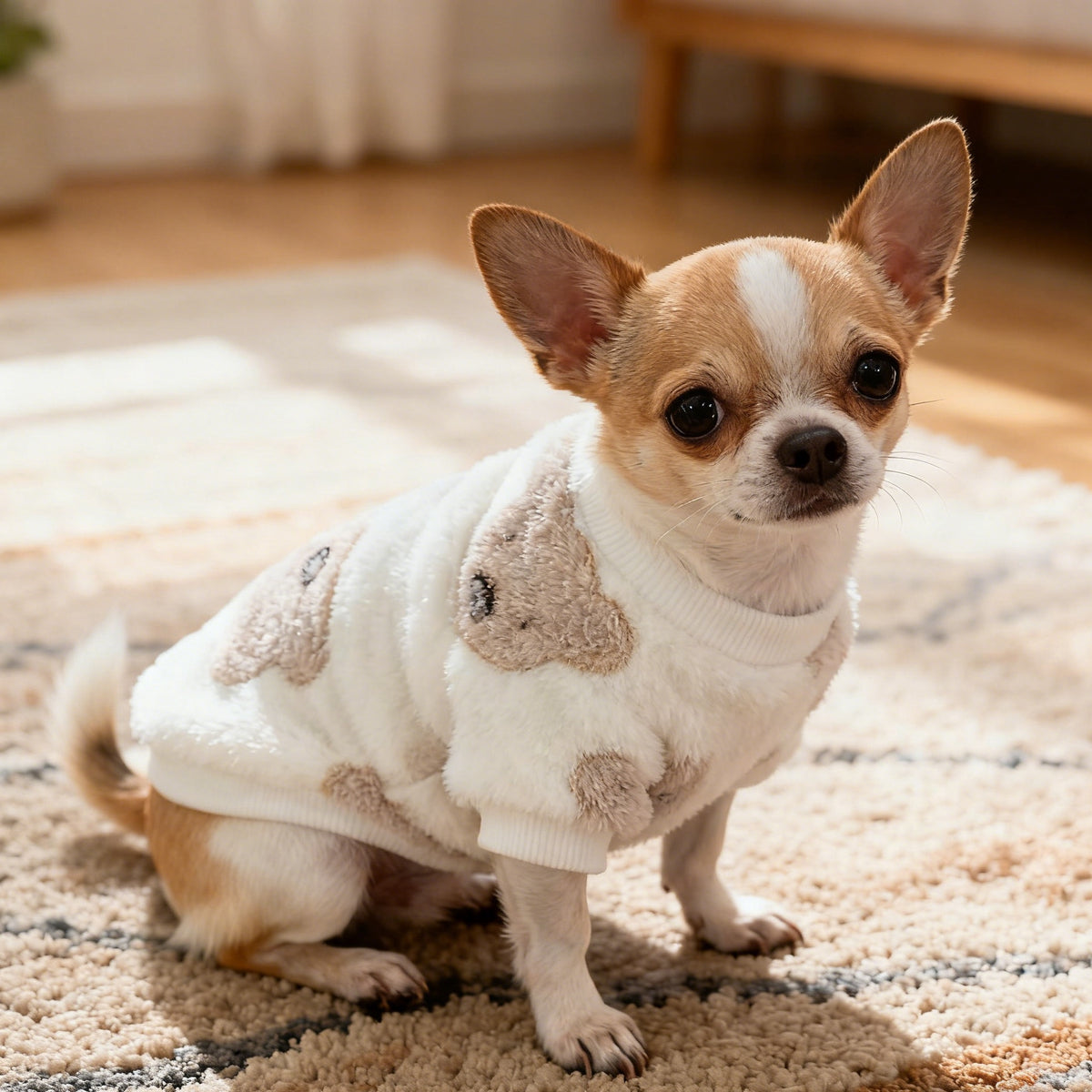 Dog Sweater Hoodie for Small Medium Dogs, Soft Warm Puppy Outfit for Autumn Winter Cold Weather, Cozy Green Pet Clothes for Chihuahua Schnauzer Teddy Bear Dogs, Bear Head and Leopard Print Styles