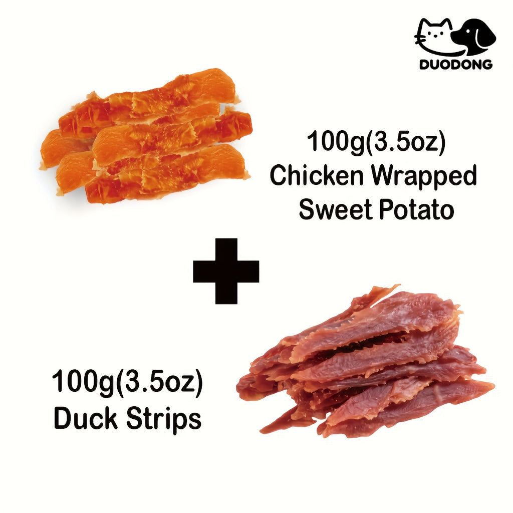 Dog Training Treats Grain Free Variety Pack, 2 Bags 7.05 oz with Triple Flavor Kabobs, Chicken Jerky, Duck Strips or Chicken Potato, High Protein Rewards for Puppies and Adult Dogs