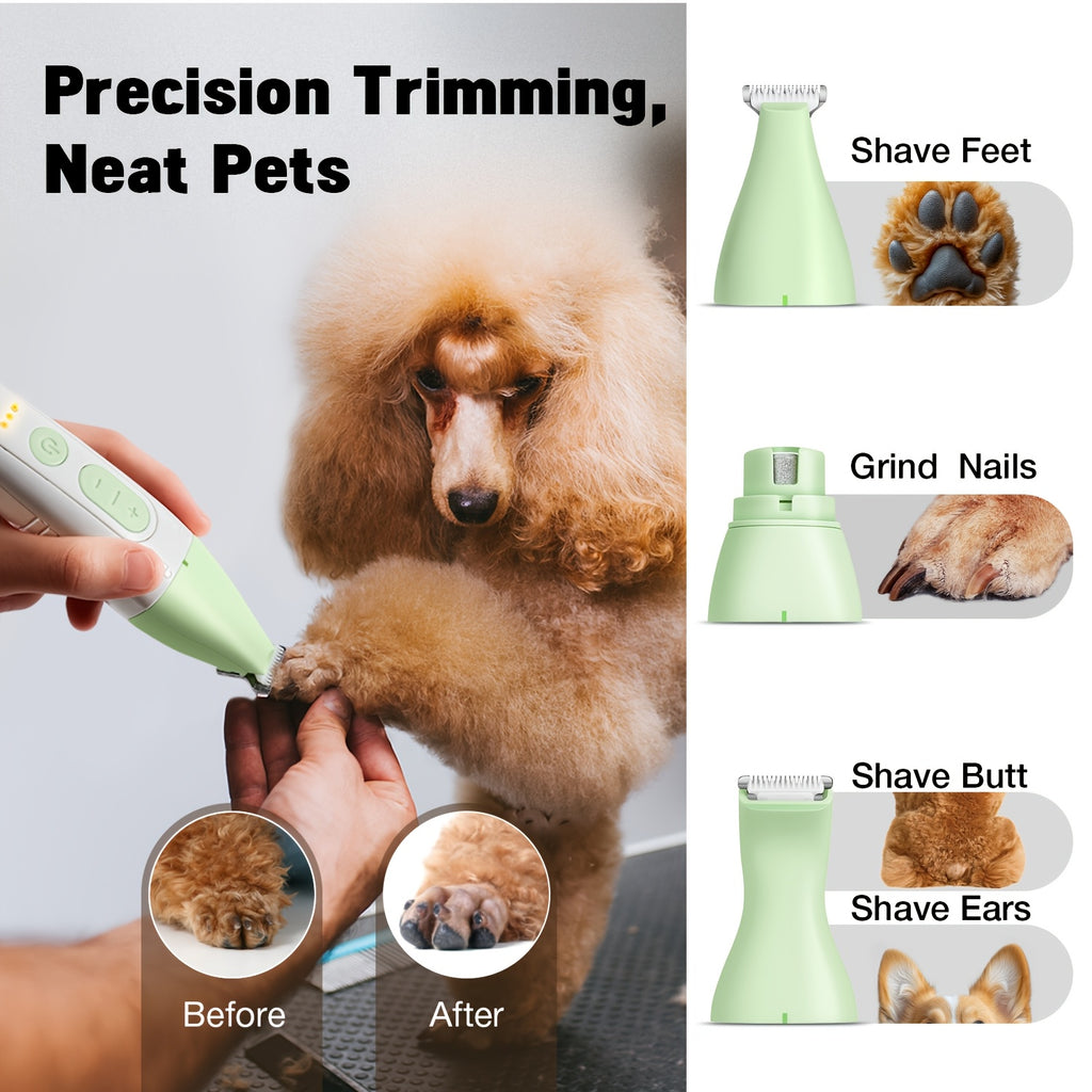 Dog Clippers for Thick Coats with LCD Battery Display, Low-Noise Cordless USB Rechargeable Pet Hair Trimmer for At-Home Dog and Cat Grooming