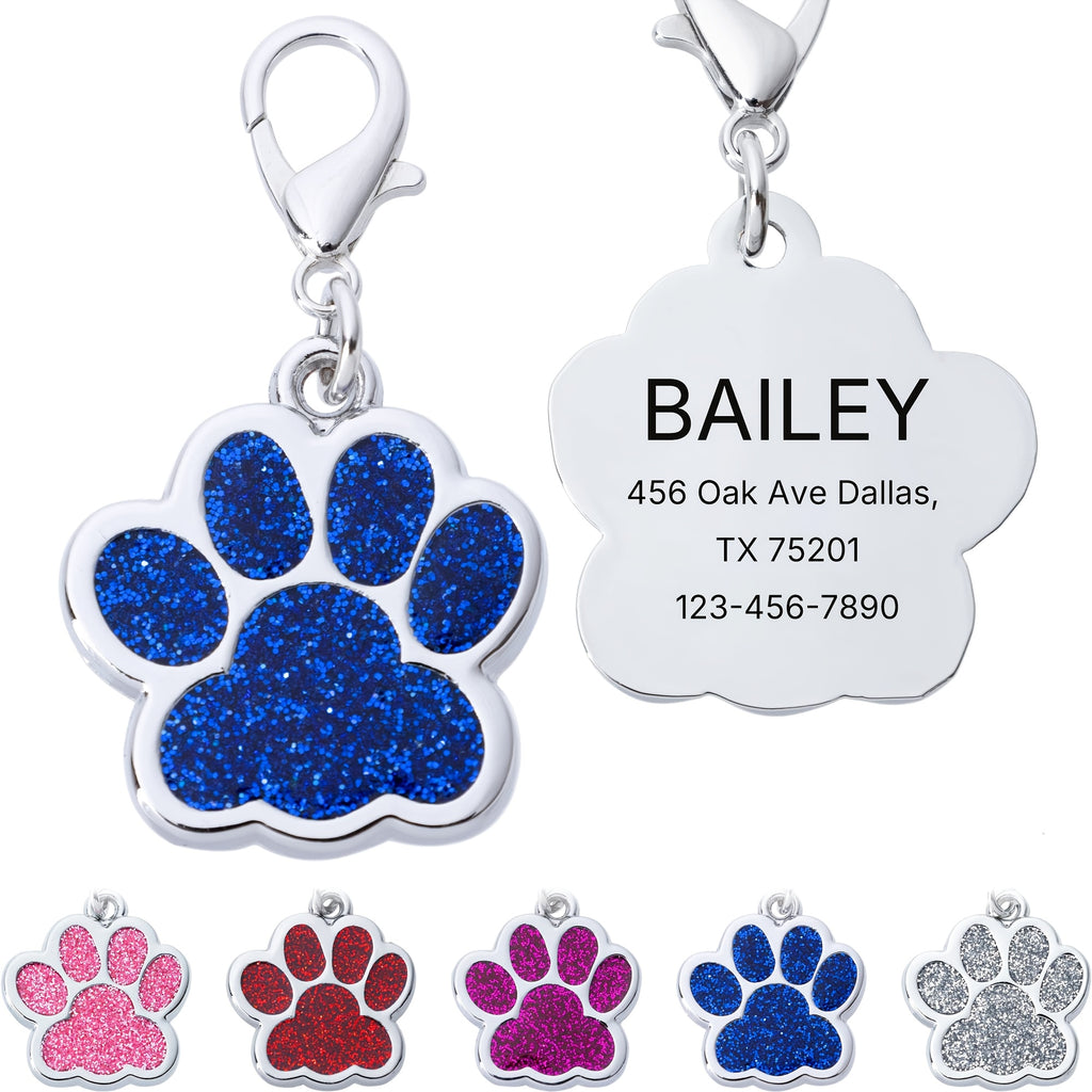 Engraved Pet ID Tag for Dogs and Cats, Personalized Name and Phone Number Identification in Blue or Pink for Daily Walks and Travel