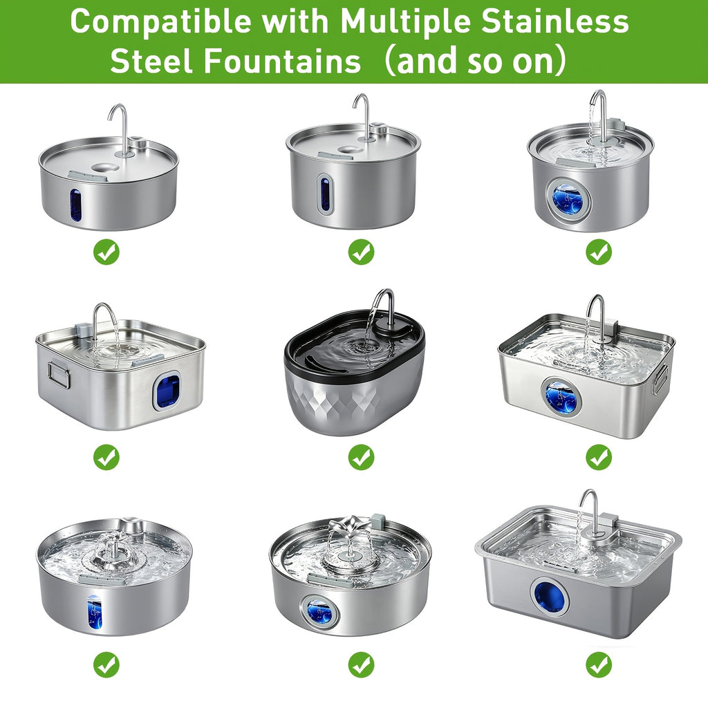 Dog Water Fountain Replacement Filters for IDEAZOOS 7L and 12L Stainless Steel Pet Fountains, 6-Set Refill Pack for Everyday Maintenance