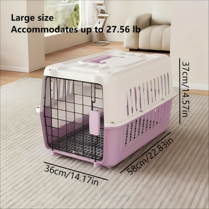 Pet Travel Crate for Cats and Small Dogs, Portable Ventilated Carrier Box with Easy Assembly, Green Pink or Blue and XL Options