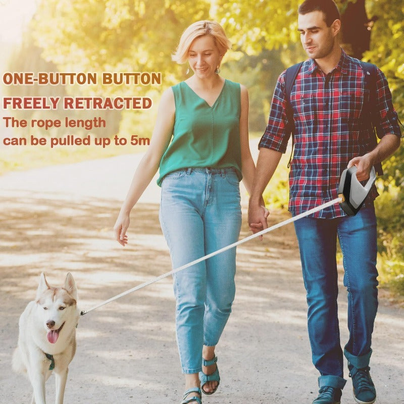 Heavy Duty Retractable Dog Leash for Large Dogs up to 110 lbs, Durable Nylon Walking Lead with One-Hand Brake, Pause and Lock Control