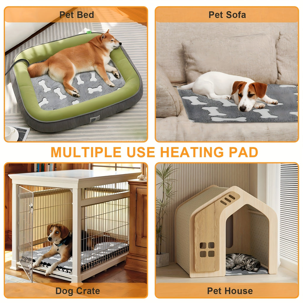 Thermostatic Pet Heating Pad for Dogs and Cats, 1-24 Hour Timer, Washable Soft Cover, US Plug, Large 34 x 21 or XX-Large 47 x 30 Inch